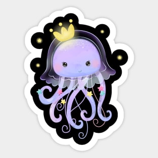 jellyfish crown cartoon Sticker